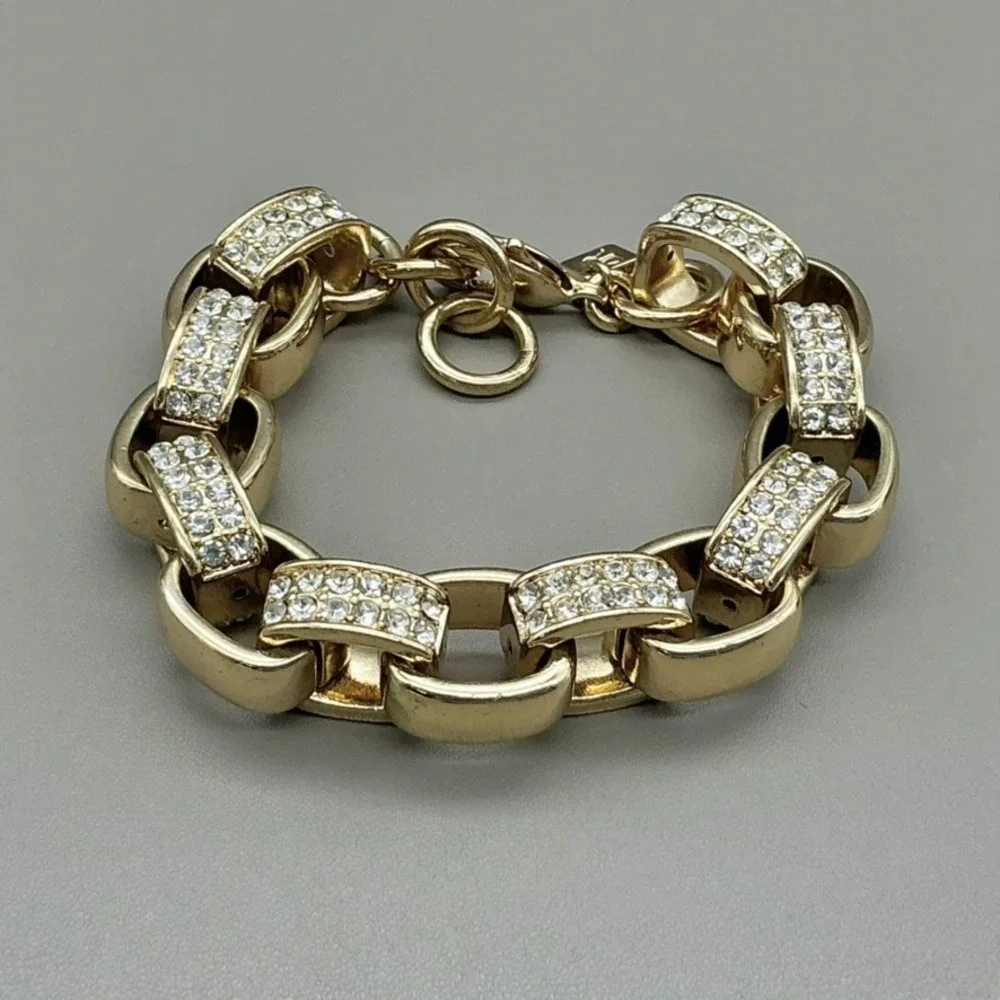 Banana Republic Bracelet Womens Gold Tone Crystal Link Chain Jewelry 7.5 Inch